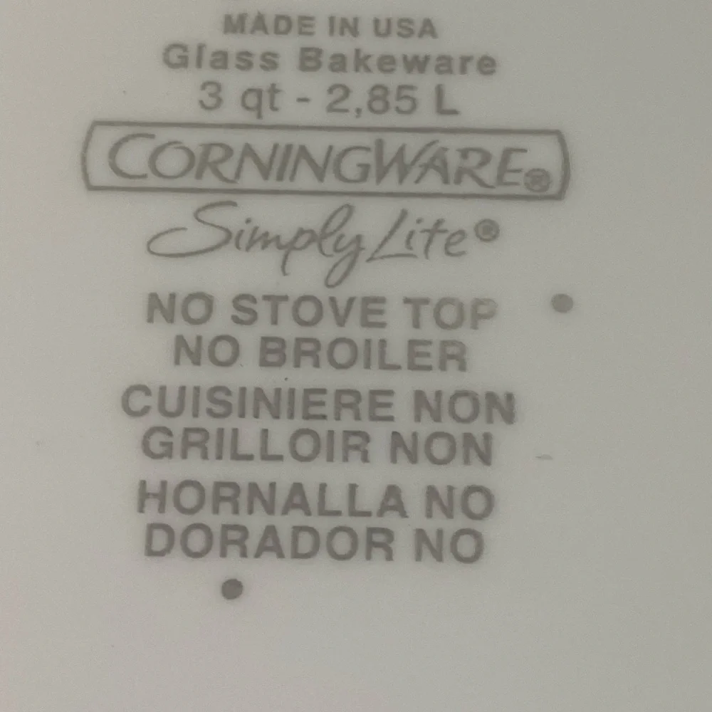 Corelle 3 Qt Simply Lite White Bakeware
